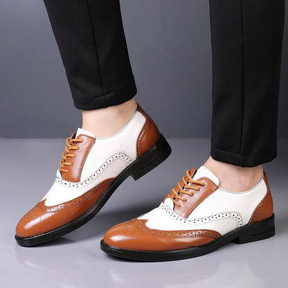Brock carved color matching business format leather shoes