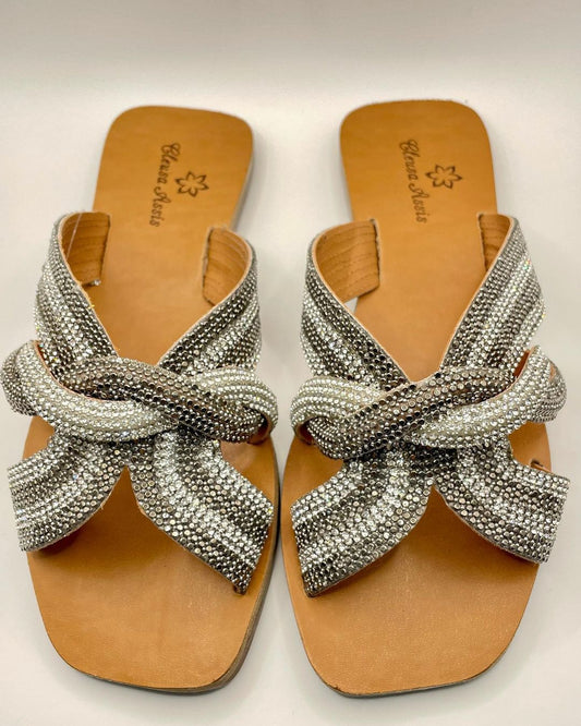 Bow Knot Sandals with Diamonds