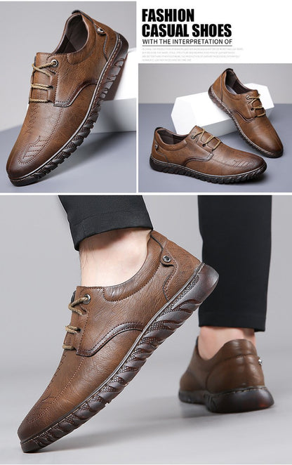 Men Leather Flats Shoes Moccasins