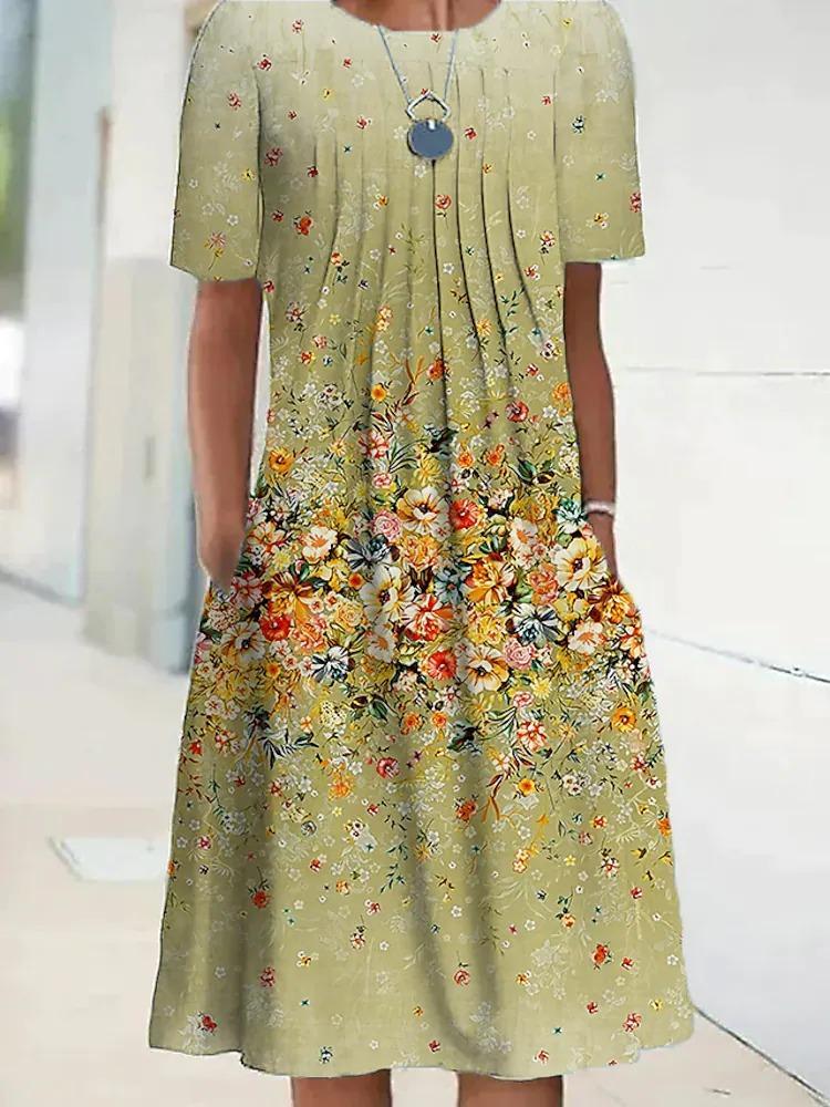 Short Sleeve Floral Pocket Print dress