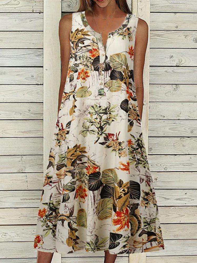 Floral Print Ruched Print Summer V Neck Casual Dress