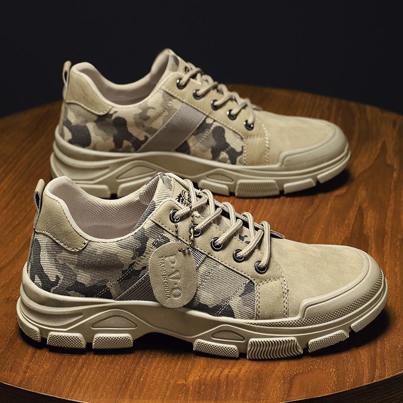 Camouflage leisure workers installed low help canvas shoes
