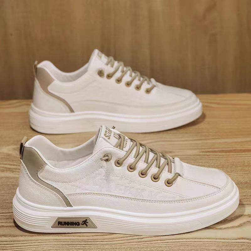 Sports Leisure Flat Men's Shoes Working Wild Leather Shoes White Shoes