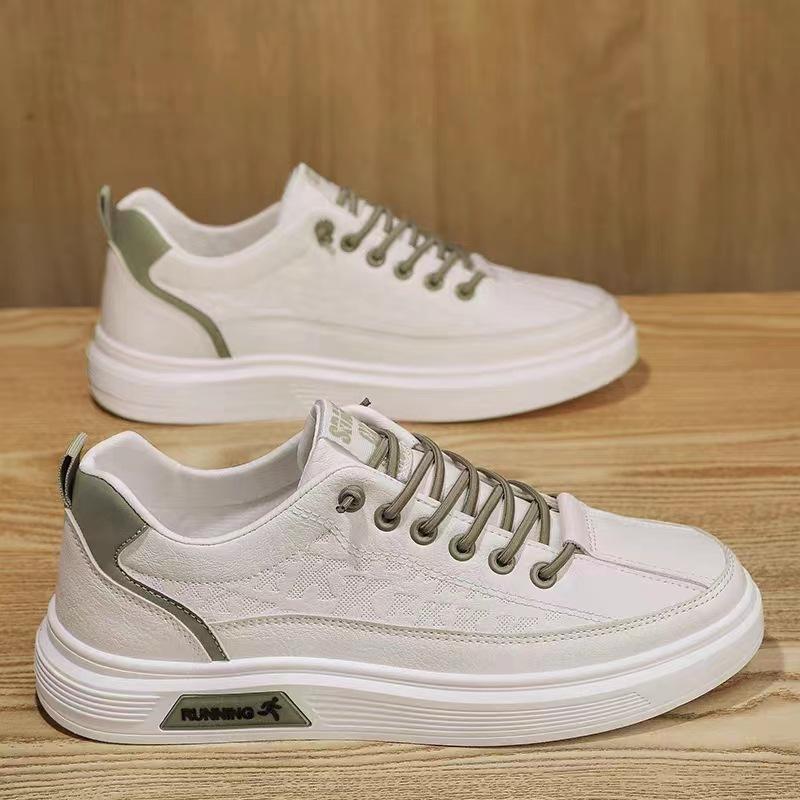 Sports Leisure Flat Men's Shoes Working Wild Leather Shoes White Shoes