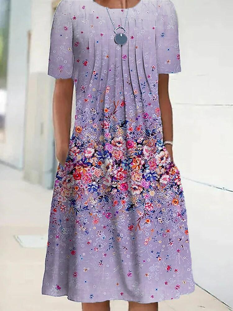 Short Sleeve Floral Pocket Print dress