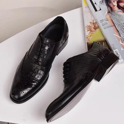 Retro leather shoes crocodile pattern leather shoes