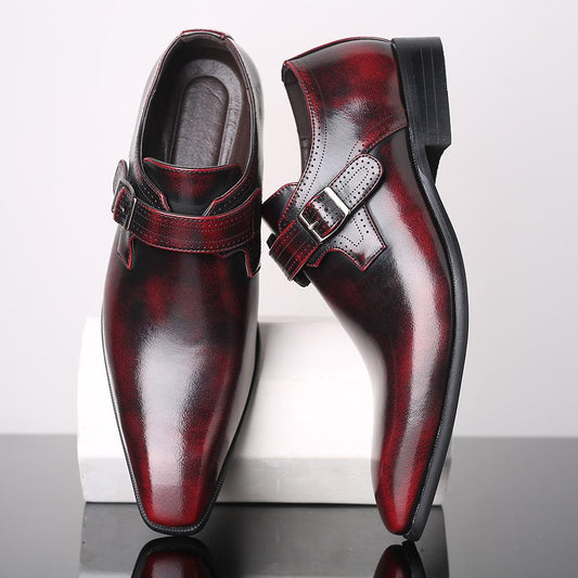 Pointed British men's leather shoes