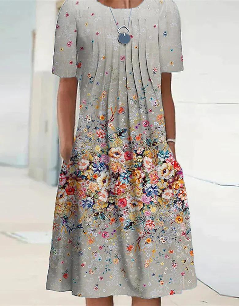 Short Sleeve Floral Pocket Print dress