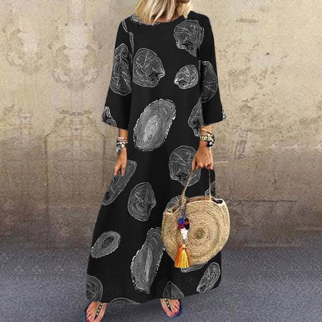 Vintage Three Quarter Sleeve Maxi Dress