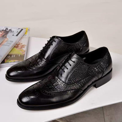 Retro leather shoes crocodile pattern leather shoes