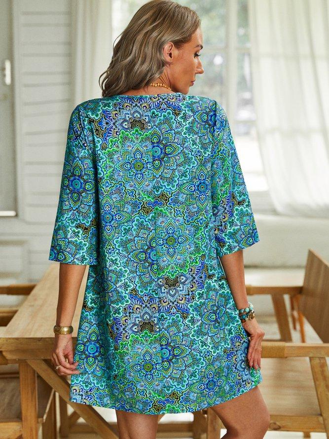 Floral Weaving Midi Dress