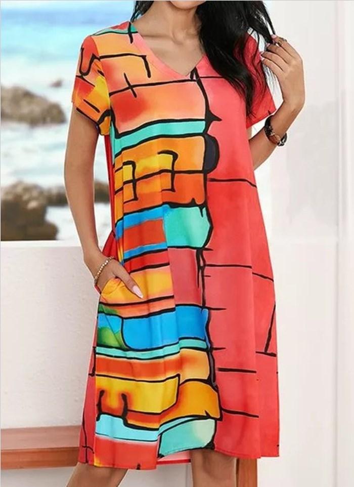 Groovy Print Multicolor Mini Dress