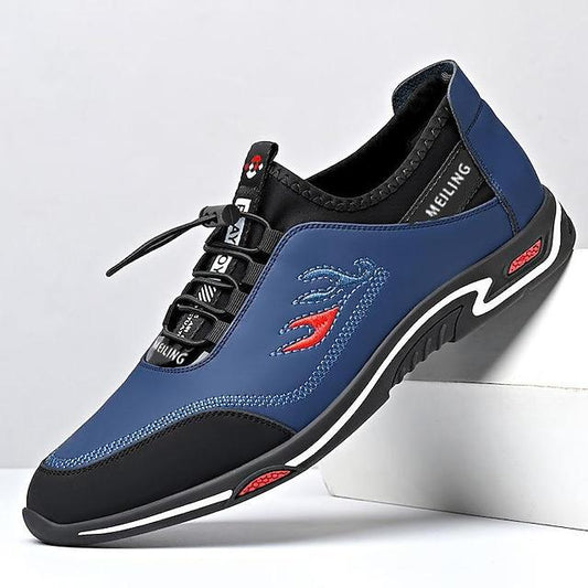 Men's Sneakers Comfort Shoes Leather Loafers Casual Outdoor Daily Walking Shoes Faux Leather Breathable Black Blue Color Block Summer