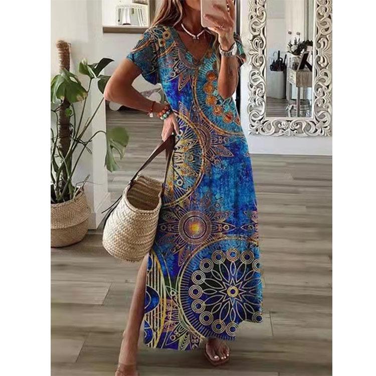 Loose Casual Printed Short Sleeve Dress