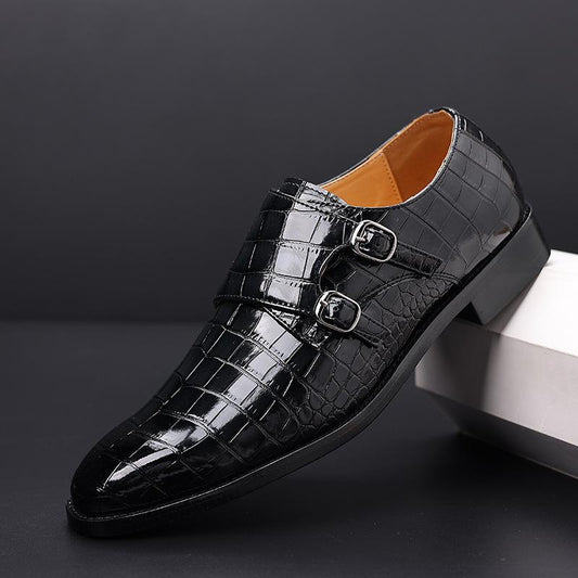 For Men's Designer Casual Formal Pointed Monk Strap Pattern Oxford Shoes