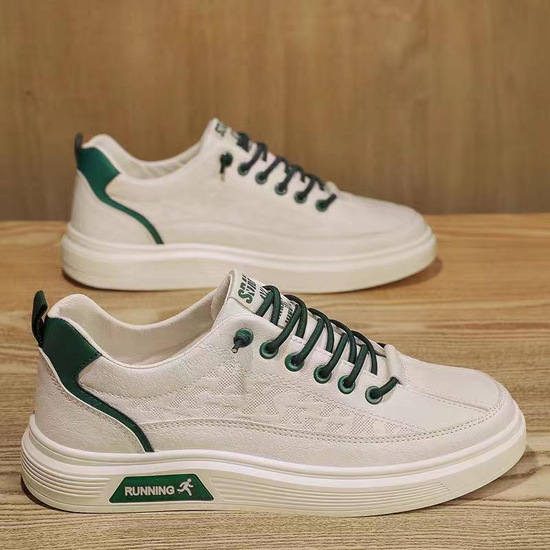 Sports Leisure Flat Men's Shoes Working Wild Leather Shoes White Shoes