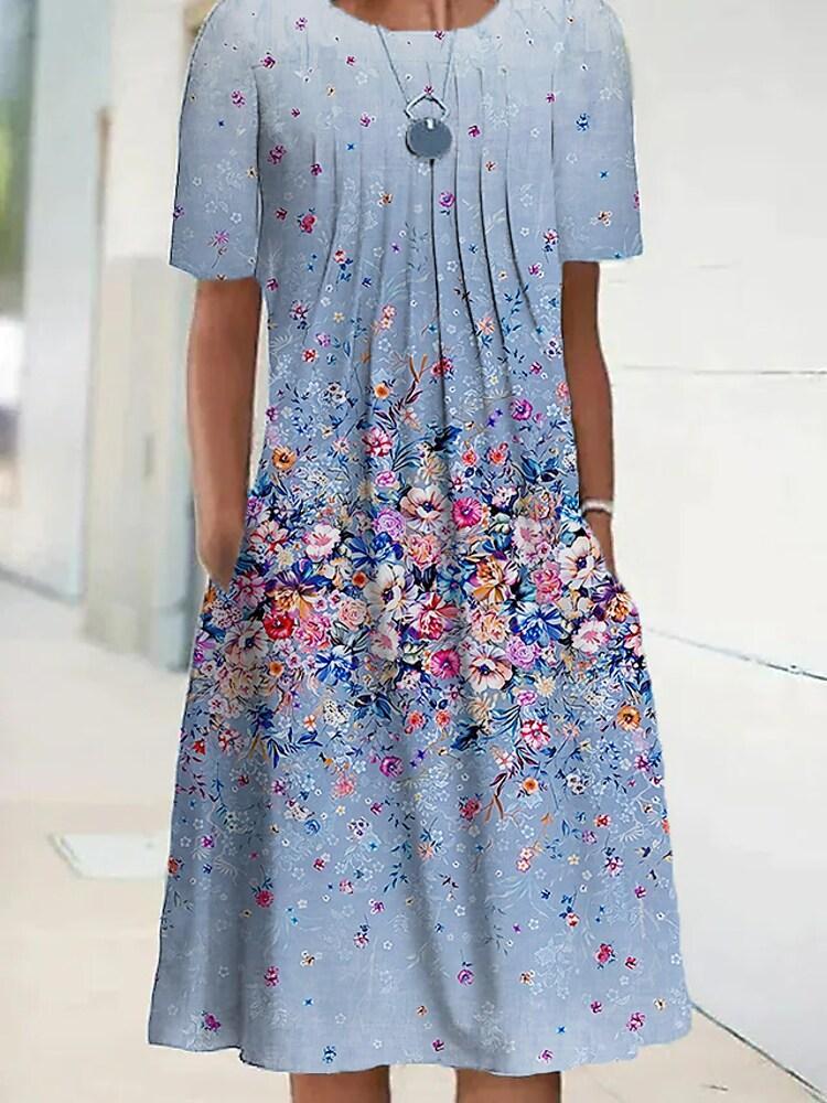Short Sleeve Floral Pocket Print dress