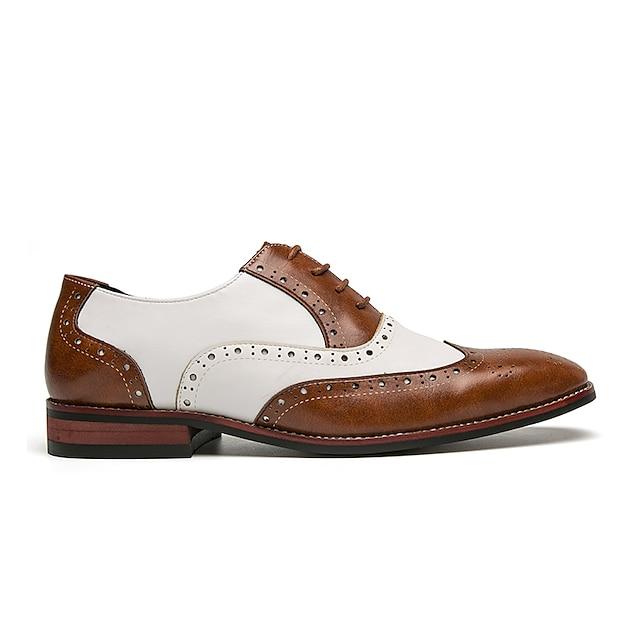 Men's Oxfords Brogue Dress Shoes British Style Plaid Shoes