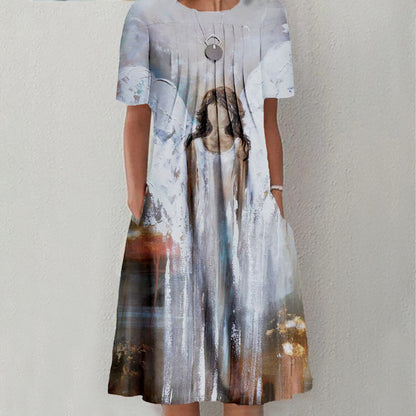 Elegant Angel Abstract Guardian Angel Inspirational Print Dress