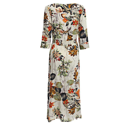 Ivory 3/4 Sleeve V-Neck Maxi Dress