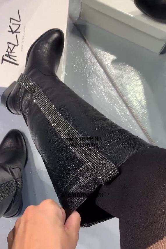 Sequin Long Striped Boots