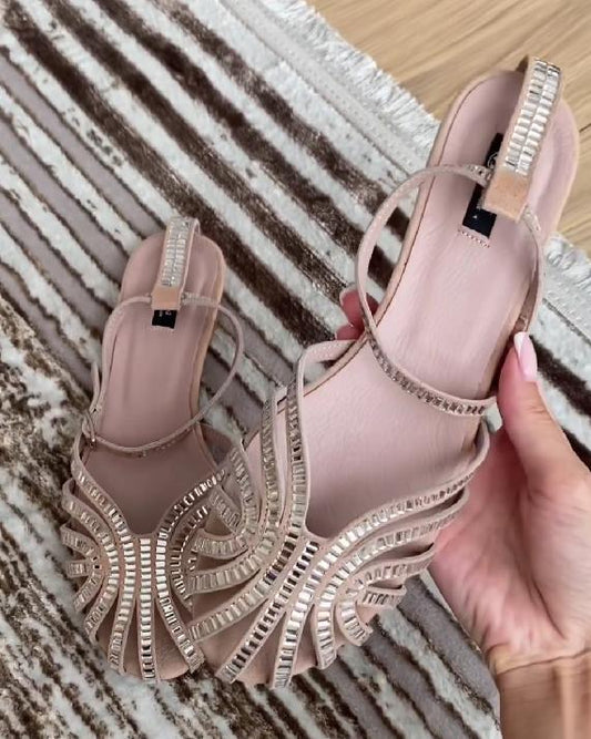 sequin cutout strappy sandals