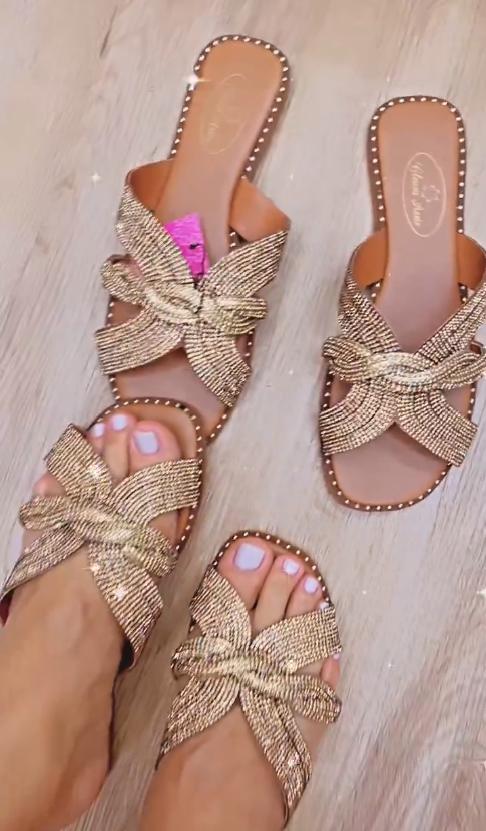 Bow Knot Sandals with Diamonds