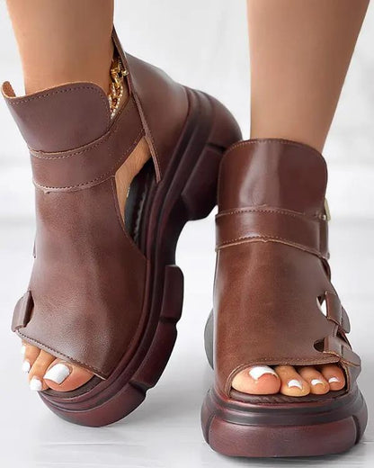 Peep Toe Velcro Platform Sandals