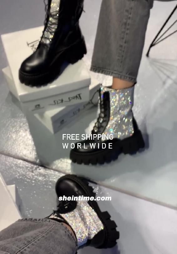 Sequin Shining Casual Party Leather Boots