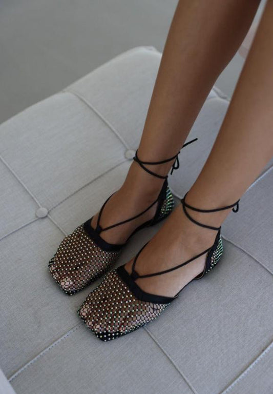 mesh and sequined diamond sandals